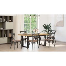 Berkfield Home Dining Table NOAIN U-Shaped Legs 180x90x75 cm Solid Wood Pine in Brown - Size: 180 x 90 x 75 cm - thumbnail 3