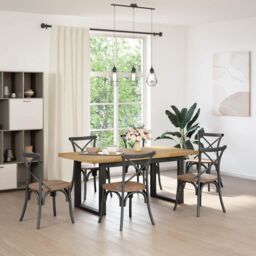 Berkfield Home Dining Table NOAIN U-Shaped Legs 180x90x75 cm Solid Wood Pine in Brown - Size: 180 x 90 x 75 cm - thumbnail 2