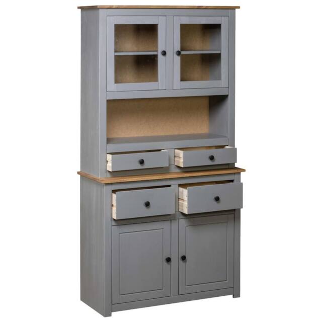 Berkfield Home Highboard Grey 93x40.5x180 cm Solid Pine Panama Range - image 1