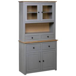 Berkfield Home Highboard Grey 93x40.5x180 cm Solid Pine Panama Range - thumbnail 2