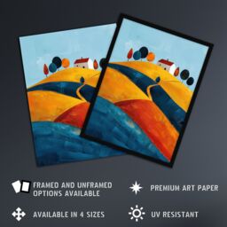 "Artery8 Wall Art Print Farmhouse on Hill Countryside Landscape Painting Poster - Size: W24"" x H32""" - thumbnail 2