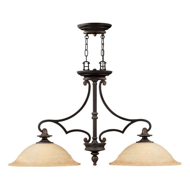 Loops 2 Bulb Chandelier Hanging Pendant LIght Olde Bronze LED E27 60W Bulb