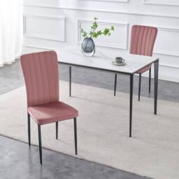 MCC Direct Set of 2 Velvet Dining Chairs Padded Upholstered Accent Chair Elle in Pink - thumbnail 2