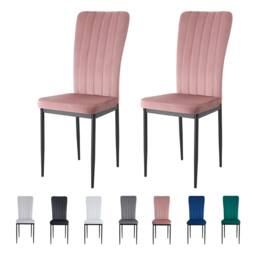 MCC Direct Set of 2 Velvet Dining Chairs Padded Upholstered Accent Chair Elle in Pink - thumbnail 1