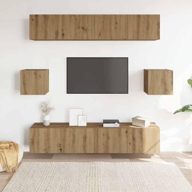 Berkfield Home Classic 6 Piece TV Cabinet Set Wall-mounted Artisan Oak Engineere in Brown - image 1