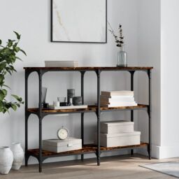 Berkfield Home Console Table Smoked Oak 100x29x75 cm Engineered Wood in Brown - Size: 100 x 29 x 75 cm - thumbnail 1