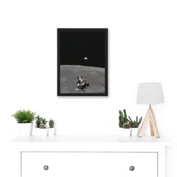 Artery8 Space NASA Earth Moon Lunar Landing Module Earth USA Photo Artwork Framed Wall Art Print A4 in Black - thumbnail 2