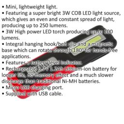 Loops Rechargeable Inspection Light - 3W COB & 3W SMD LED - High Power LED Torch - thumbnail 2