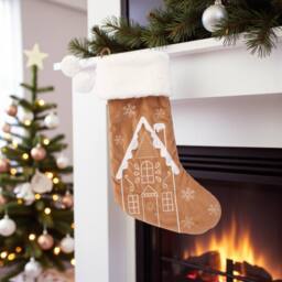 Garden Greatness Hanging Velvet Gingerbread Stocking in Brown - Size: 1 Pack