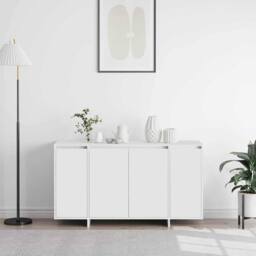 Berkfield Home White White Sideboard White Wood 135 x 41 x 75 cm White Sideboard - thumbnail 4