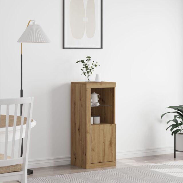 Berkfield Home Sideboard with LED Lights Artisan Oak 41x37x100 cm in Brown - Size: 41 x 37 x 100 cm - image 1