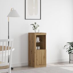 Berkfield Home Sideboard with LED Lights Artisan Oak 41x37x100 cm in Brown - Size: 41 x 37 x 100 cm - thumbnail 1