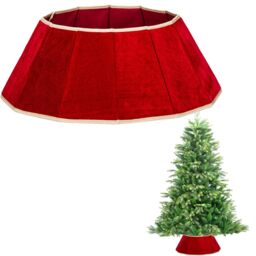Shatchi 26.8Inch Christmas Tree Skirt Foldable Velvet Xmas Tree Stand Base Cover Collar Trunk Basket Ring for Tree Decorations - Size: 1 Pack