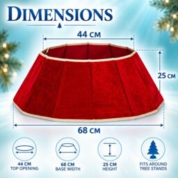 Shatchi 26.8 Inch Red Velvet Diamond Shape Christmas Tree Collar with Foldable Design - thumbnail 3