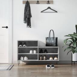 Berkfield Home Shoe Cabinet Concrete Grey 102x36x60 cm Engineered Wood - Size: 102 x 36 x 60 cm - thumbnail 2