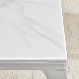 FurnitureboxUK Skye Rectangular White Marble Glass & Metal Coffee Table - thumbnail 4