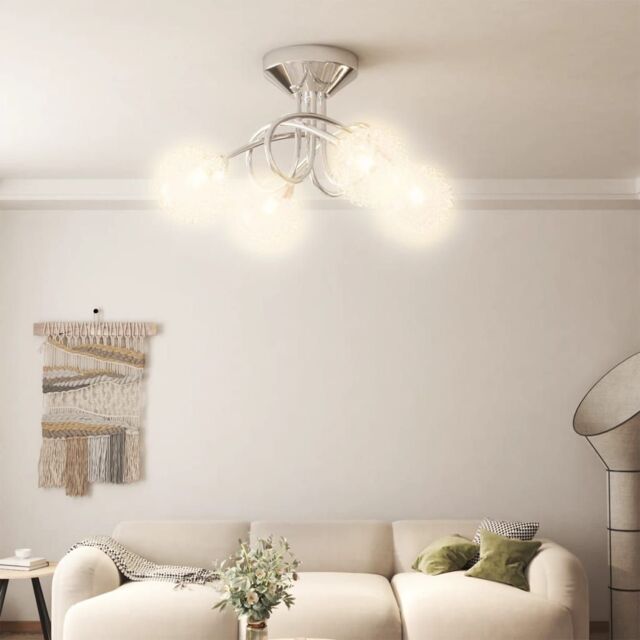 Berkfield Home Ceiling Lamp with Mesh Wire Shades for 4 G9 LED Lights in Black - image 1