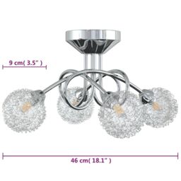 Berkfield Home Ceiling Lamp with Mesh Wire Shades for 4 G9 LED Lights in Black - thumbnail 6