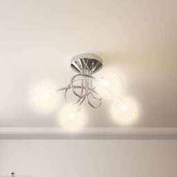 Berkfield Home Ceiling Lamp with Mesh Wire Shades for 4 G9 LED Lights in Black - thumbnail 3