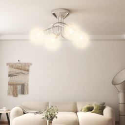 Berkfield Home Ceiling Lamp with Mesh Wire Shades for 4 G9 LED Lights in Black - thumbnail 1