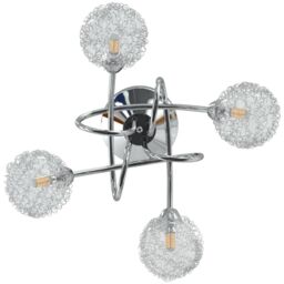 Berkfield Home Ceiling Lamp with Mesh Wire Shades for 4 G9 LED Lights in Black - thumbnail 4