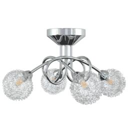 Berkfield Home Ceiling Lamp with Mesh Wire Shades for 4 G9 LED Lights in Black - thumbnail 2