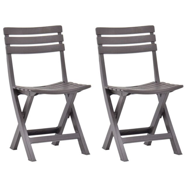 Berkfield Home Folding Garden Chairs 2 pcs Plastic Mocha in Grey - image 1