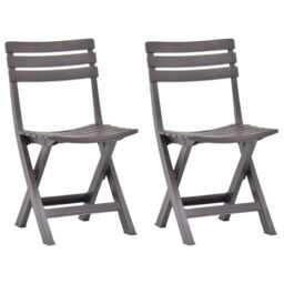 Berkfield Home Folding Garden Chairs 2 pcs Plastic Mocha in Grey