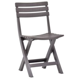 Berkfield Home Folding Garden Chairs 2 pcs Plastic Mocha in Grey - thumbnail 2