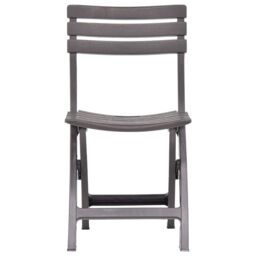 Berkfield Home Folding Garden Chairs 2 pcs Plastic Mocha in Grey - thumbnail 3