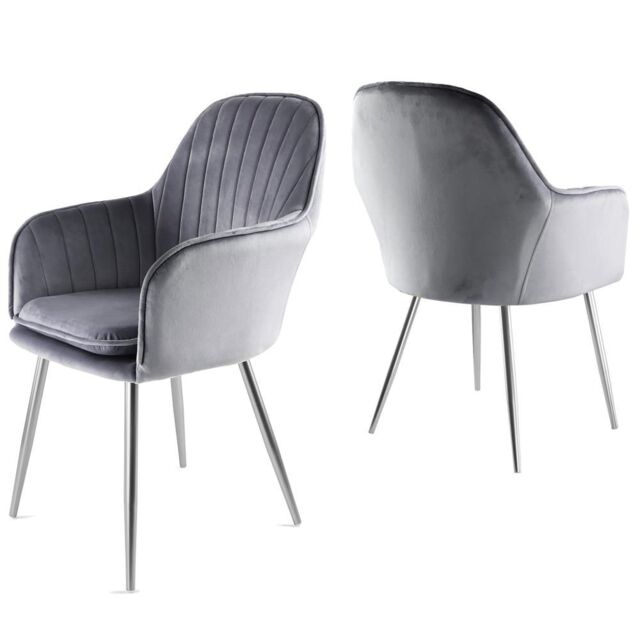 Genesis Muse Velvet Accent Chairs Pair Upholstered Modern Chairs with Backrest in Dark Grey - Size: 2 Pack - image 1