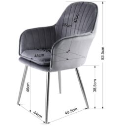 Genesis Muse Velvet Accent Chairs Pair Upholstered Modern Chairs with Backrest in Dark Grey - Size: 2 Pack - thumbnail 3