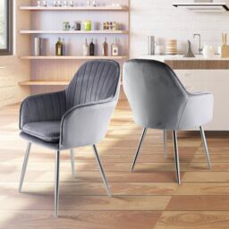 Genesis Muse Velvet Accent Chairs Pair Upholstered Modern Chairs with Backrest in Dark Grey - Size: 2 Pack - thumbnail 2