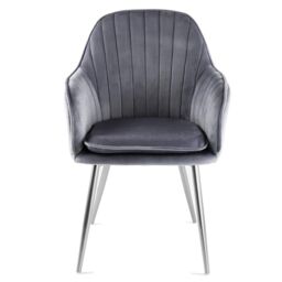 Genesis Muse Velvet Accent Chairs Pair Upholstered Modern Chairs with Backrest in Dark Grey - Size: 2 Pack - thumbnail 4