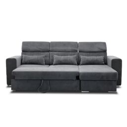 Furnishings For Less UK Miami Grey Fabric Reversible L Shaped Corner Sofa Bed with Storage & Headrests 3-4 Seater - thumbnail 6