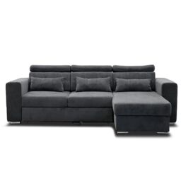 Furnishings For Less UK Miami Grey Fabric Reversible L Shaped Corner Sofa Bed with Storage & Headrests 3-4 Seater - thumbnail 3