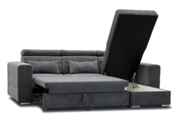 Furnishings For Less UK Miami Grey Fabric Reversible L Shaped Corner Sofa Bed with Storage & Headrests 3-4 Seater - thumbnail 2
