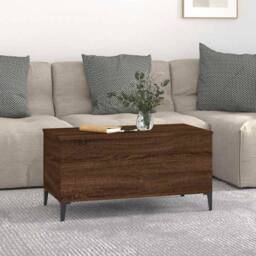 Berkfield Home Decorative Coffee Table Brown Oak 90x44.5x45 cm Engineered Wood - thumbnail 1