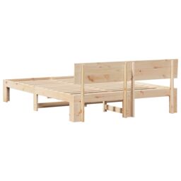 Berkfield Home Bed Frame with Headboard 160x200 cm Solid Pine Wood in Beige - thumbnail 8