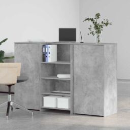 Berkfield Home Reception Desk Concrete Grey 155x50x103.5 cm Engineered Wood - thumbnail 3