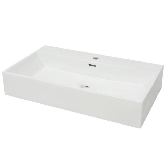 Berkfield Home Basin with Faucet Hole Ceramic White 76x42.5x14.5 cm - image 1
