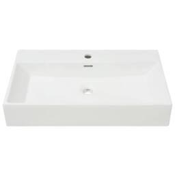 Berkfield Home Basin with Faucet Hole Ceramic White 76x42.5x14.5 cm - thumbnail 3
