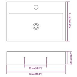 Berkfield Home Basin with Faucet Hole Ceramic White 76x42.5x14.5 cm - thumbnail 6