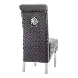 HOME LUXE INTERIOR Pair Of Marlow Dining Chair Lion Knocker Dark Grey - Size: 1 Seater