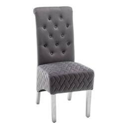 HOME LUXE INTERIOR Pair Of Marlow Dining Chair Lion Knocker Dark Grey - Size: 1 Seater - thumbnail 3
