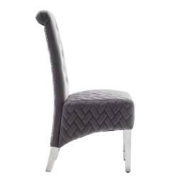 HOME LUXE INTERIOR Pair Of Marlow Dining Chair Lion Knocker Dark Grey - Size: 1 Seater - thumbnail 2