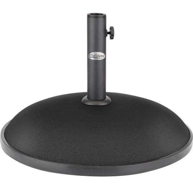 Christow Garden Parasol Base 25kg Round Weighted Patio Umbrella Sun Shade Stand in Black - image 1