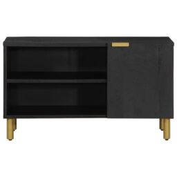 Berkfield Home TV Cabinet Black 80x33x46 cm Engineered Wood - Size: 80 x 33 x 46 cm - thumbnail 3