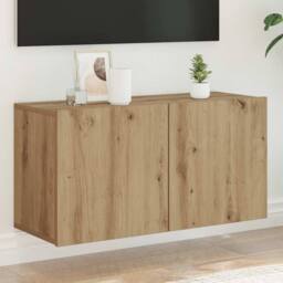 Berkfield Home TV Cabinet Wall-mounted Artisian Oak 80x30x41 cm in Brown - Size: 80 x 30 x 41 cm - thumbnail 2