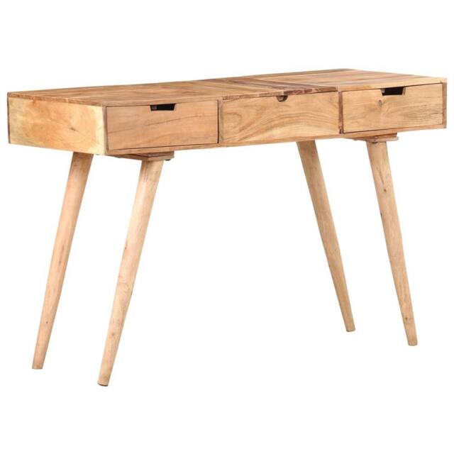Berkfield Home Dressing Table with Mirror 112x45x76 cm Solid Acacia Wood in Brown - Size: 112 x 45 x 76 cm - image 1